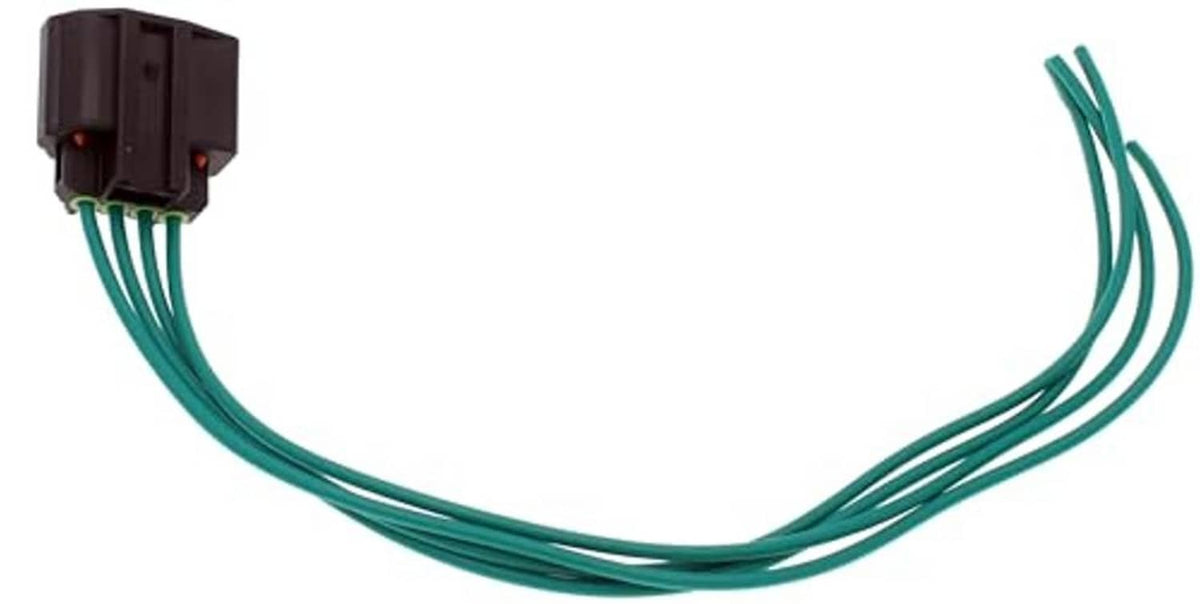 Throttle body wiring connector harness with brown plug and green wire leads
