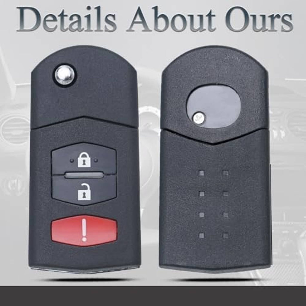Key fob shell replacement shown front and back in dark gray with metal key ring loop