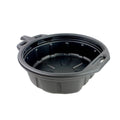 Portable oil drain pan with handles, anti-freeze plastic, black