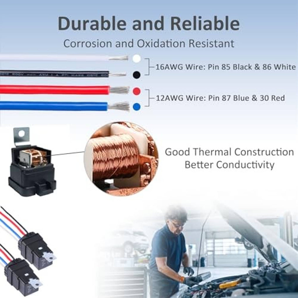 Durable 4-pin waterproof relay harness with corrosion-resistant design and copper coil terminals