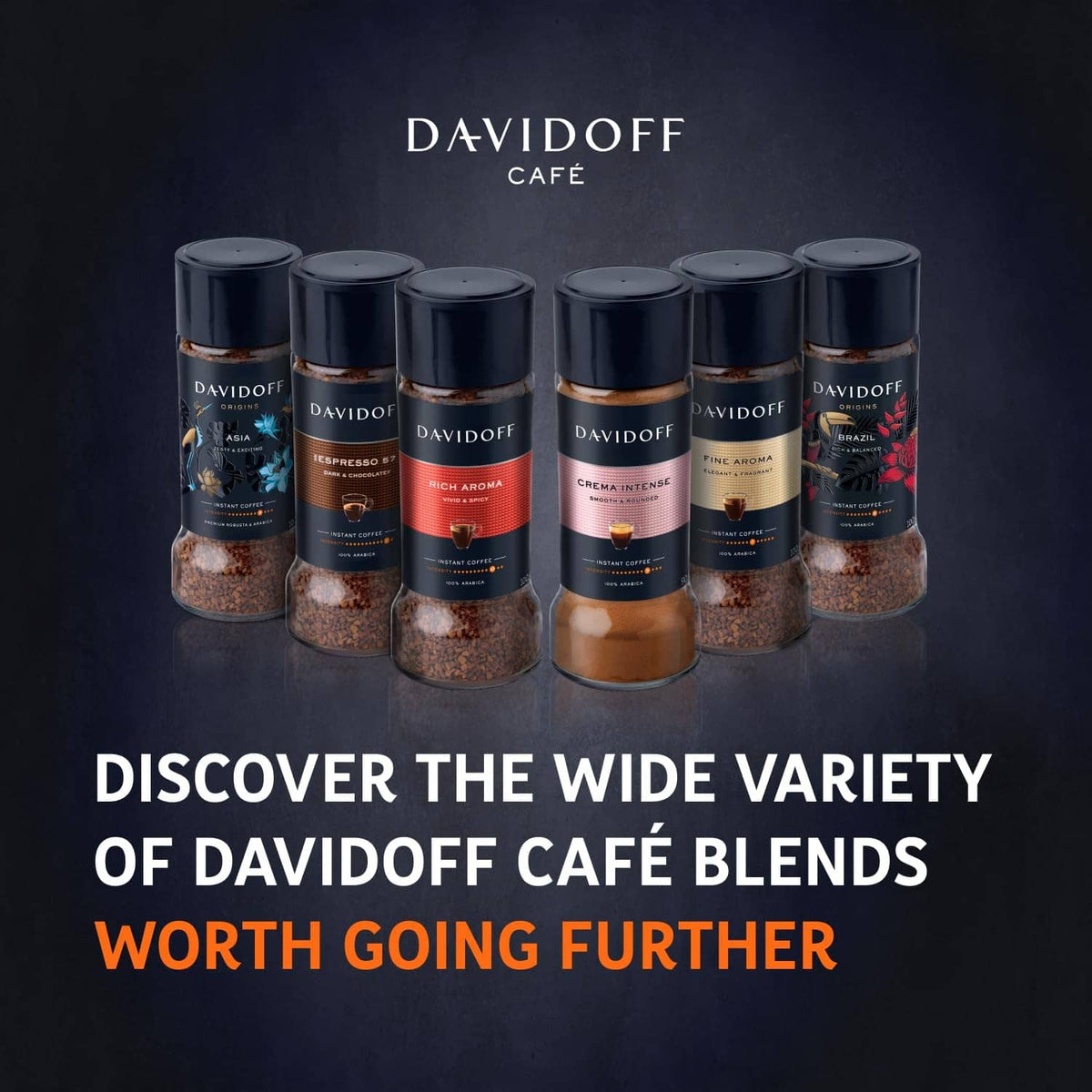 Davidoff Café ground coffee jars in six blend varieties