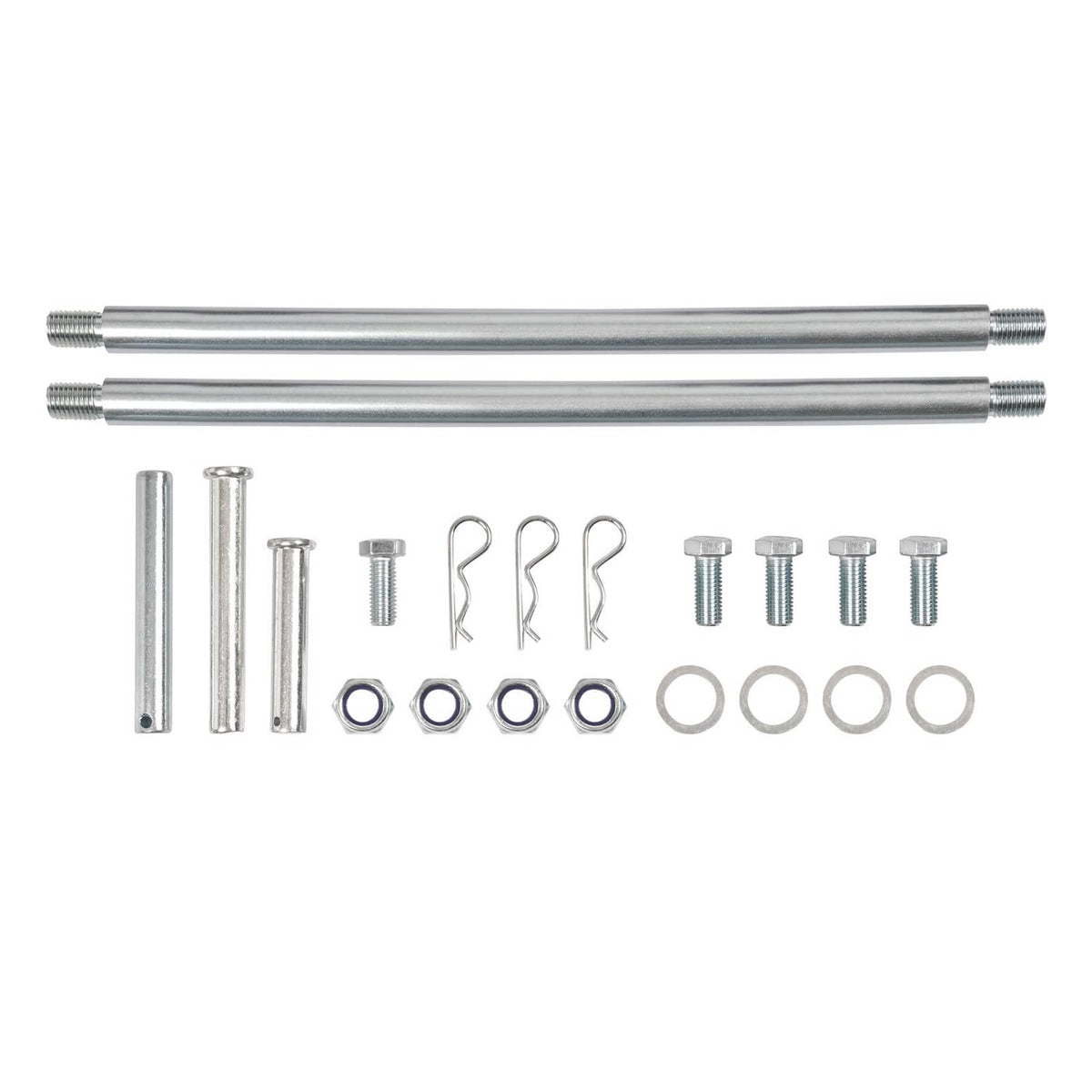Disc harrow hardware set with two long bolts, washers, and mounting fasteners