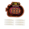 Electronic EGR valve connector plug with multi-pin terminals and brown housing