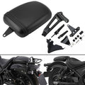 Black motorcycle passenger seat with footpeg bracket and mounting hardware kit
