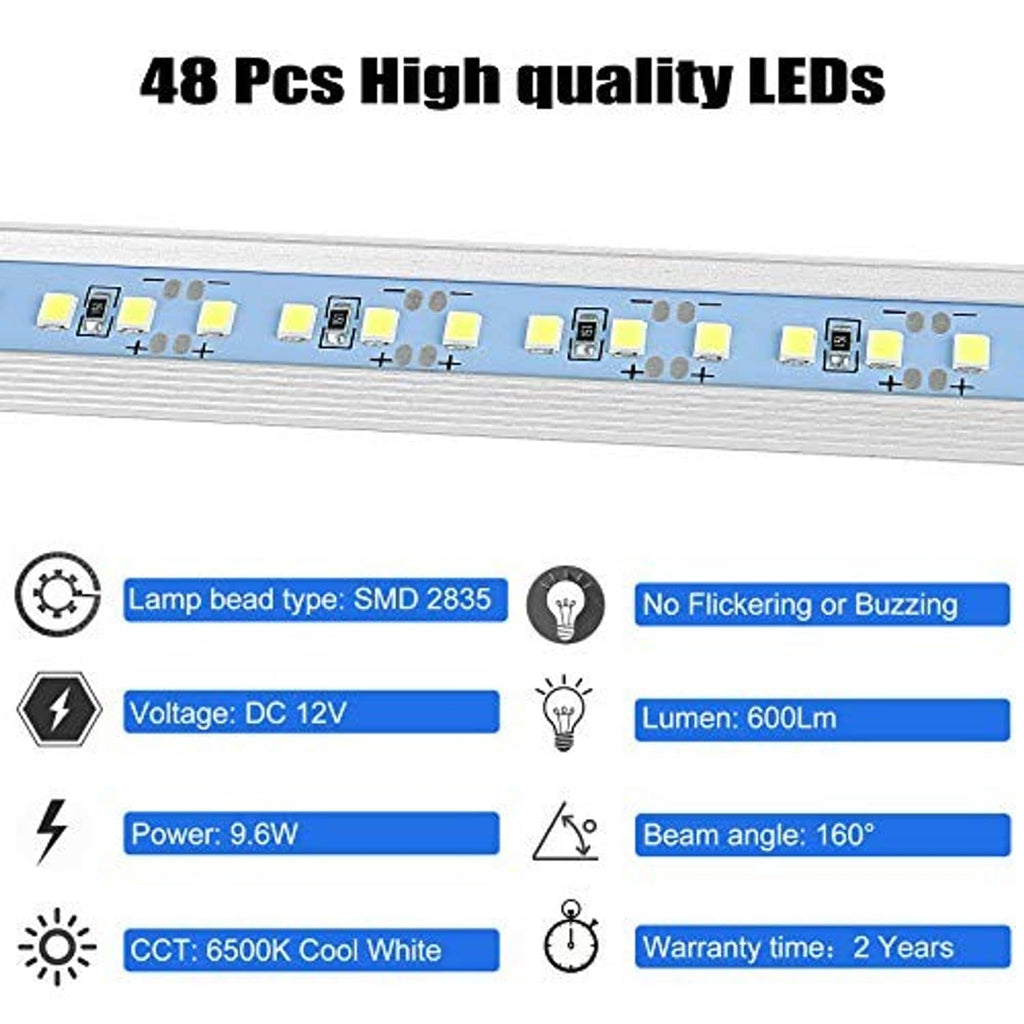 LED light bar strip with SMD circuit chips and blue electrical indicator pads