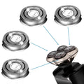 Shaver head replacement blades set with four circular metal foils