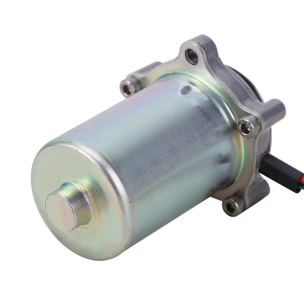 Power shift control motor with cylindrical metal housing and mounting ear brackets