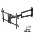 Black full-motion TV wall mount bracket for single stud with swivel arms