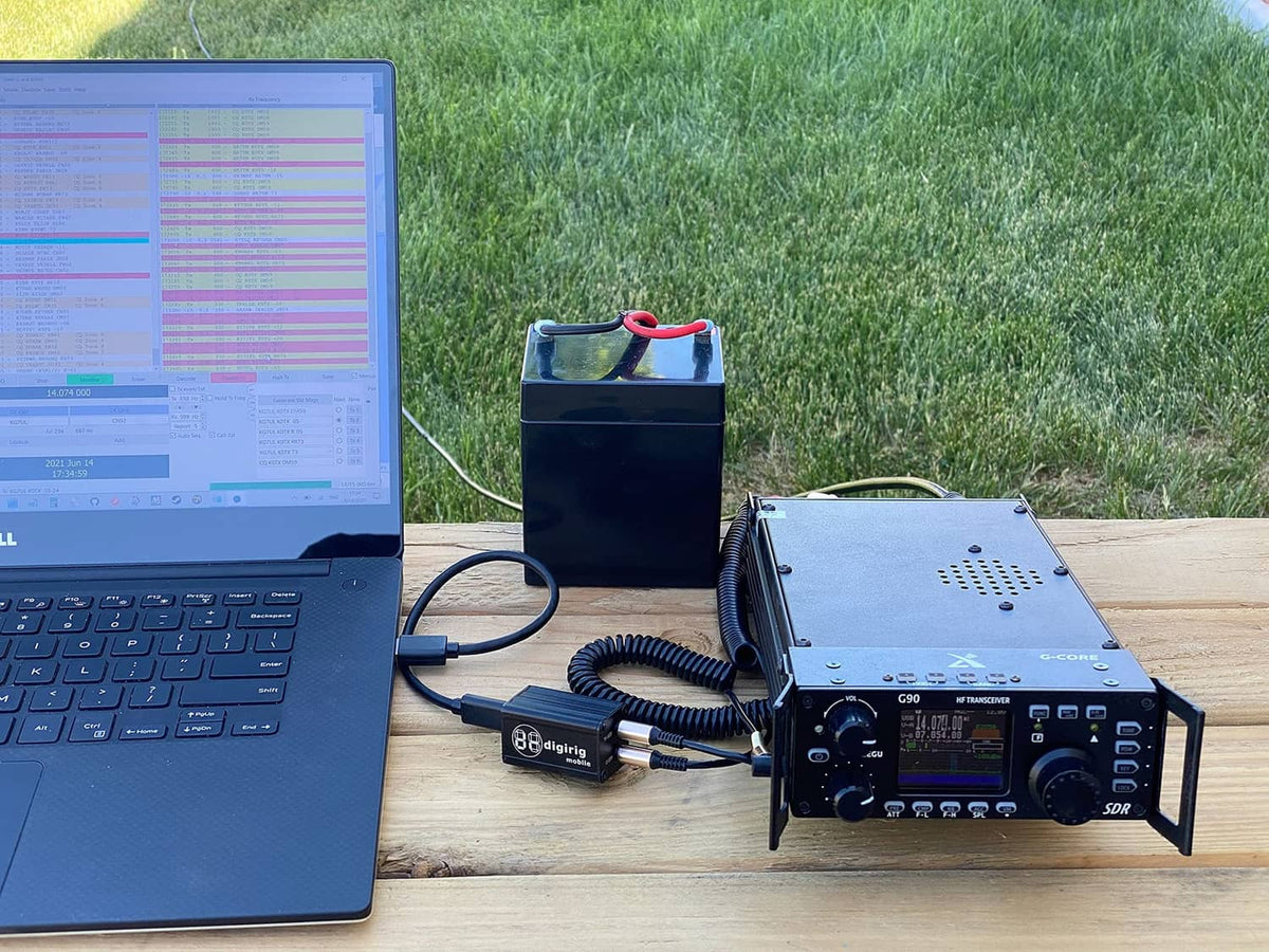 Digital modes interface module on a table with cables connected to a laptop