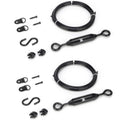 Black anti-sag gate cable kit with turnbuckle, hooks, screws, D-rings and cable loops