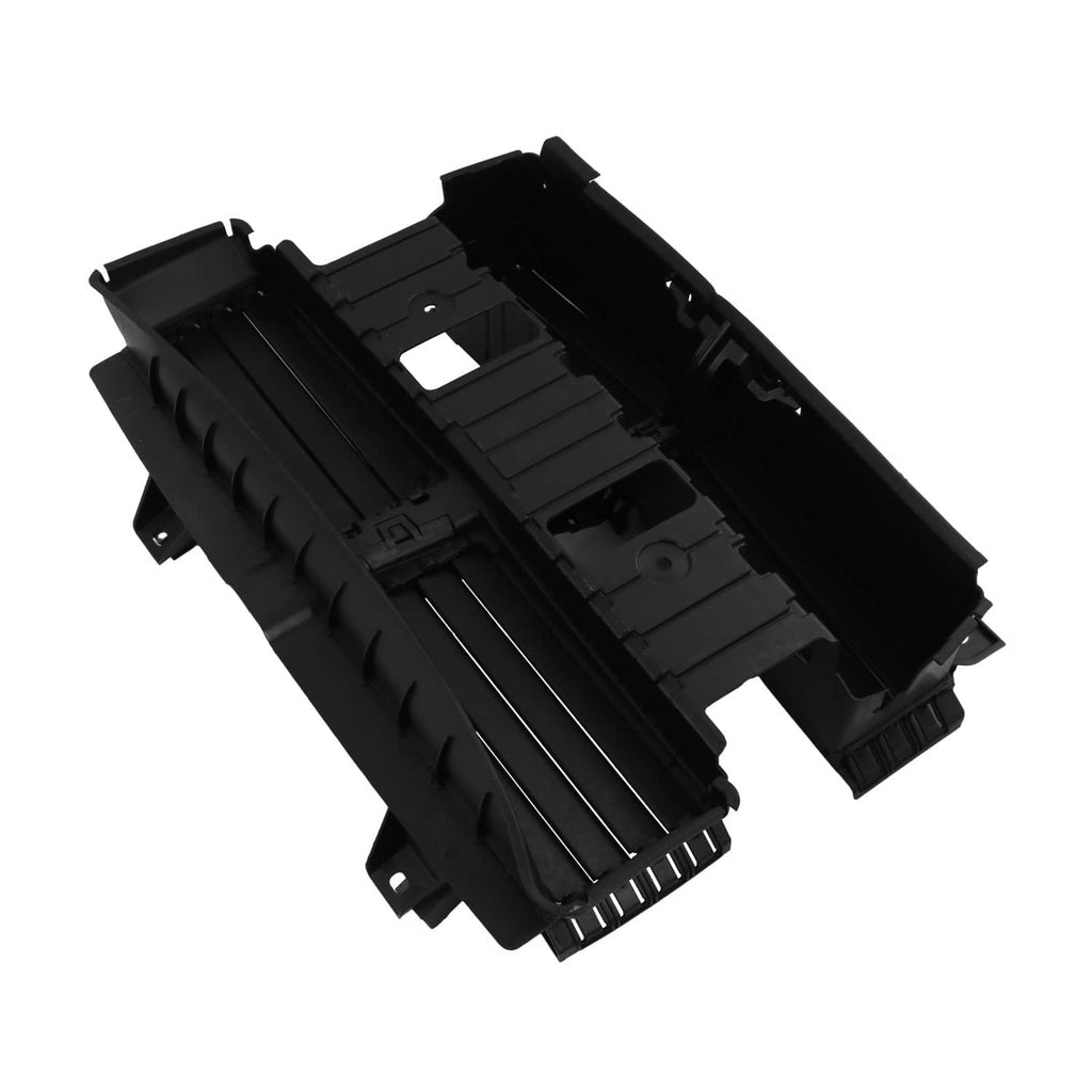Radiator shutter assembly housing with motor, black plastic, inner vents and ribs