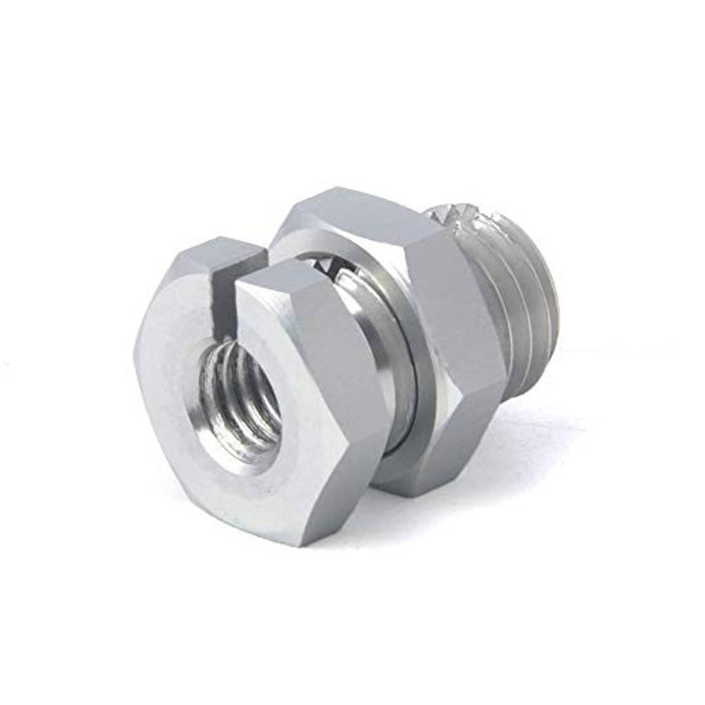 Metal threaded finger throttle adapter fitting with hex nut ends, silver finish