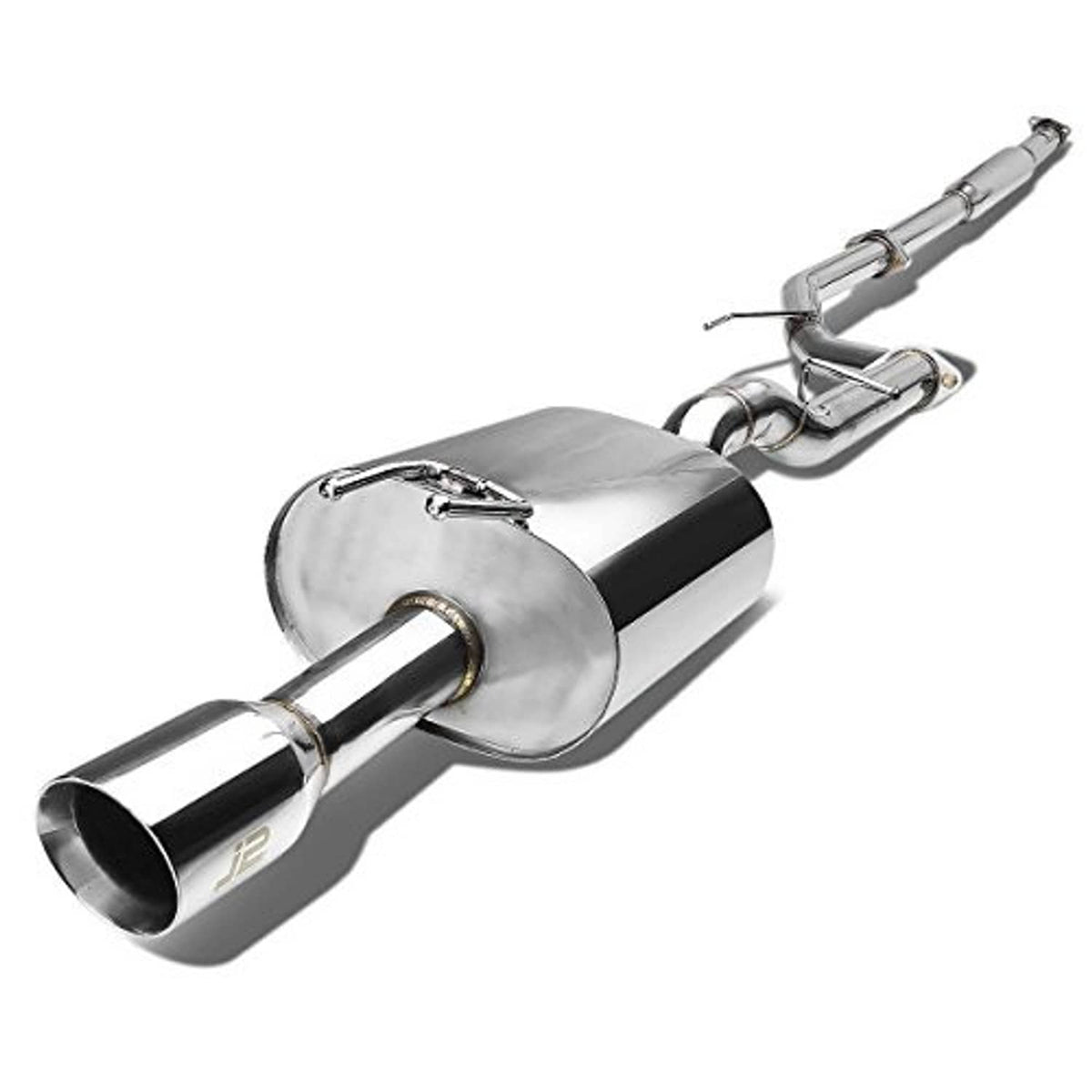Stainless steel muffler with black end cap and polished outlet tip