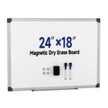 24 x 18 in magnetic dry erase whiteboard with silver frame and included accessories