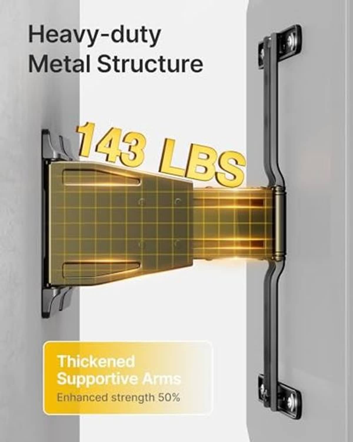 Ultra-slim TV wall mount with thick metal arms and dual wall brackets, dark gray