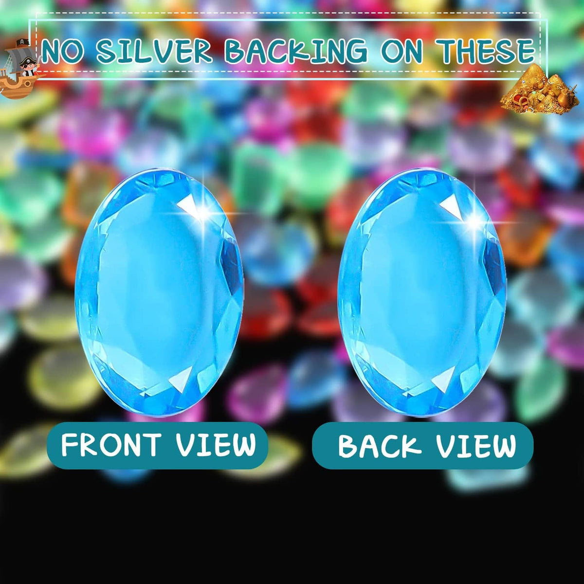 RivetOak 100 Pcs Toy Gems Pirate Treasure Jewels Bling Diamonds Jumbo Acrylic Large...