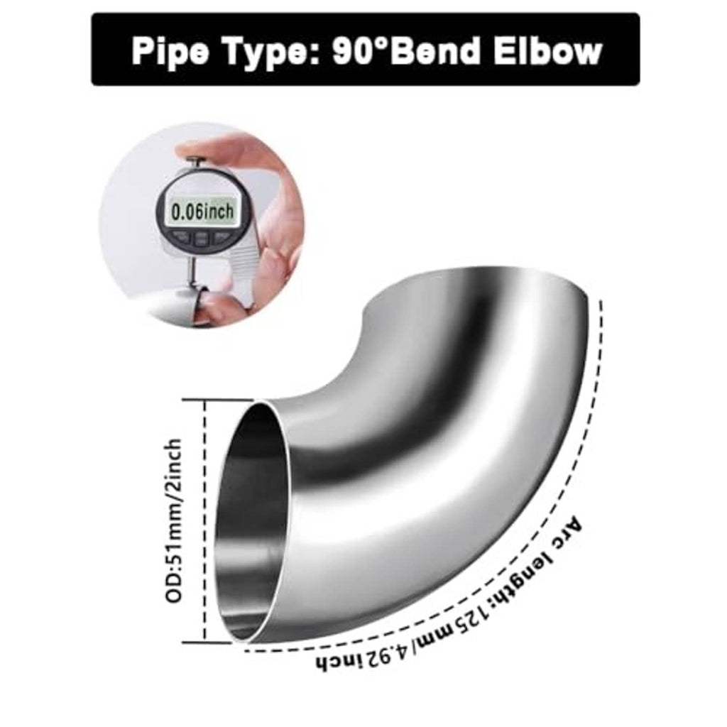 Stainless steel 90-degree bend elbow tube with smooth interior and polished exterior