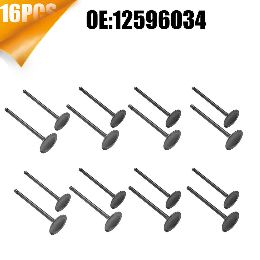 Intake exhaust valve set with multiple round black disc heads (16 pcs)