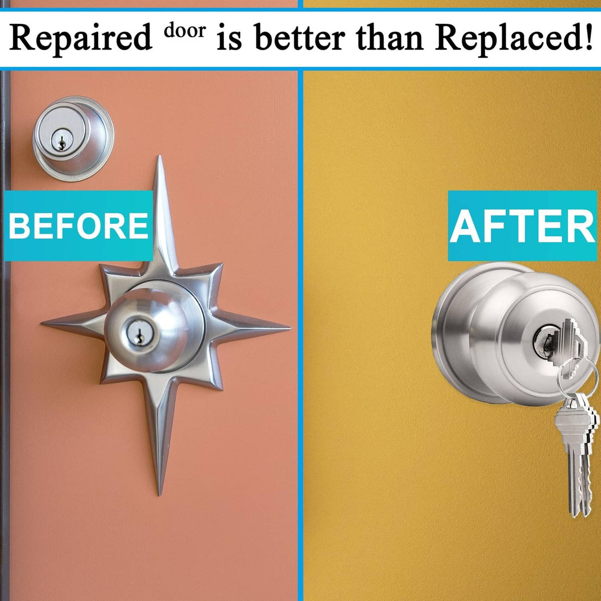 RivetOak 5" Backset Entry Door Latch with Standard Keyed 5 inches, Satin Nickel