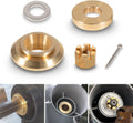 Propeller installation hardware kit: gold spacer, washer, nut, and cotter pin with ring