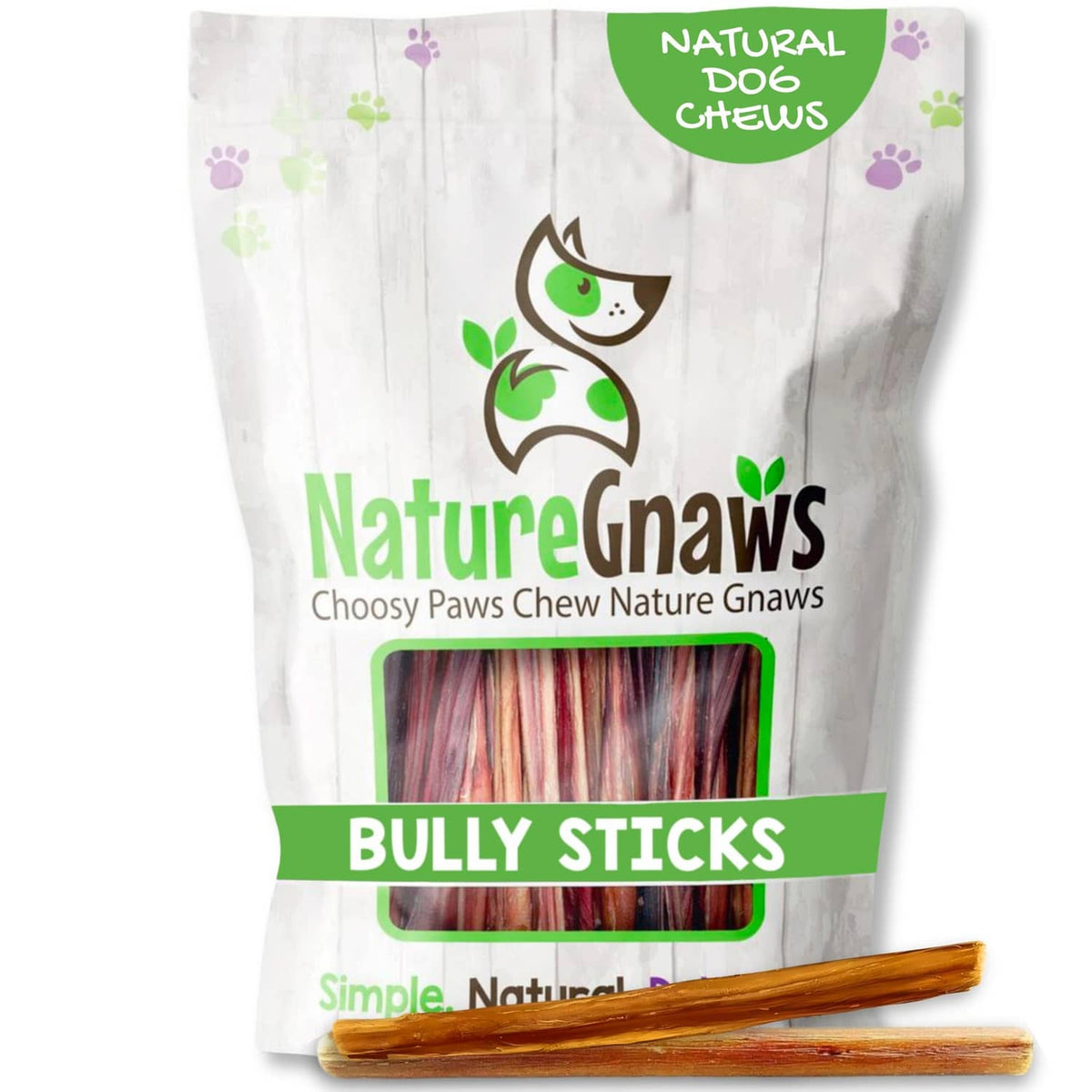 Nature Gnaws extra-thin bully sticks chew treats, natural beef jerky style, 10 count pack