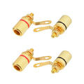 Gold-plated 4mm banana jack female binding posts with fork terminals, pair