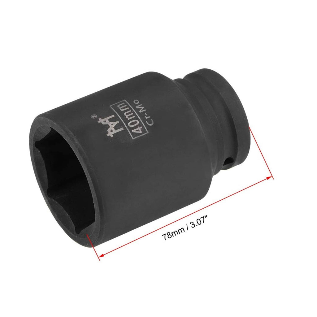 3/4-inch drive deep impact socket, 40mm size, 6-point; 78mm length