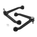 Front upper control arm set with ball joints, black metal links and rubber boots