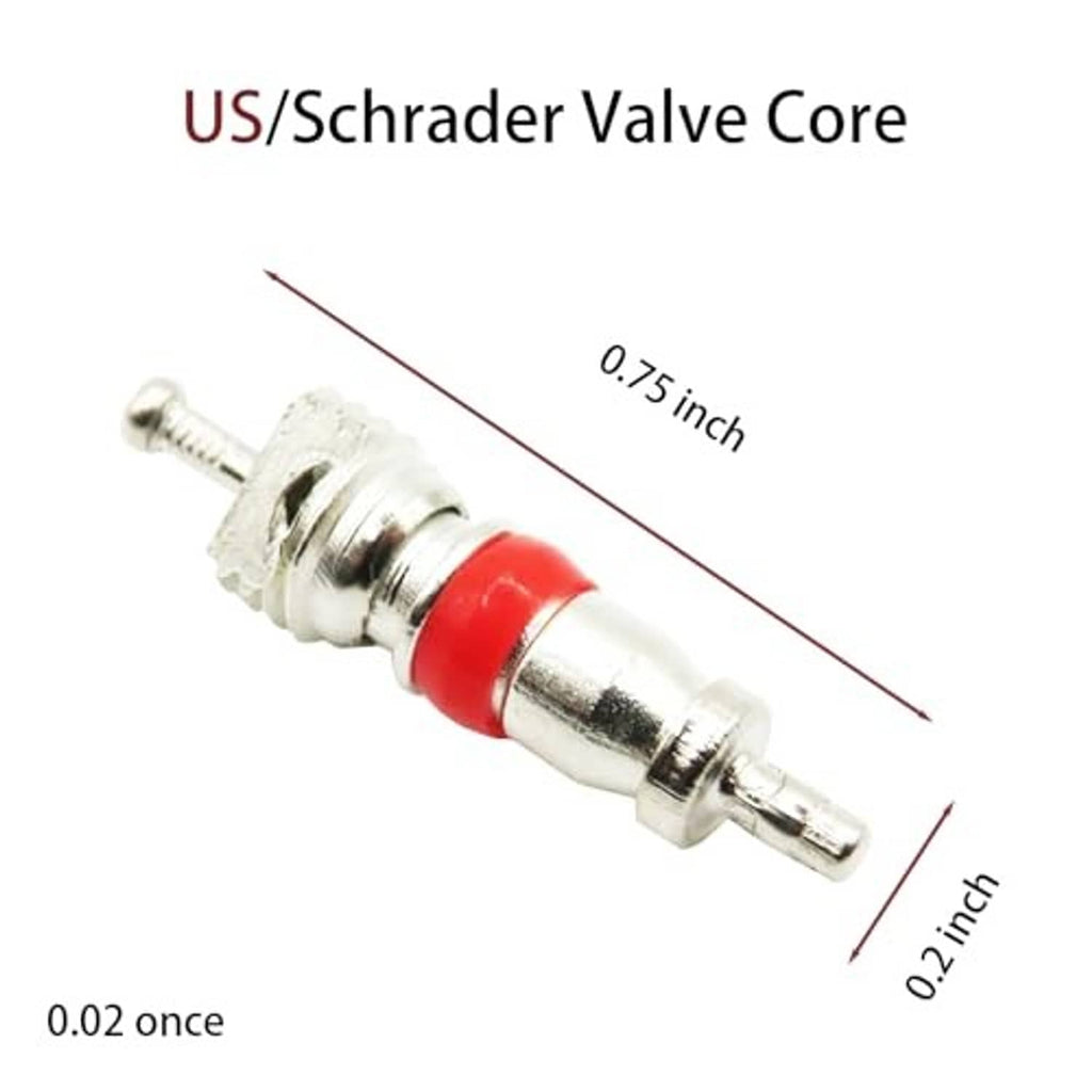 Schrader valve core with metal stem and red rubber seal