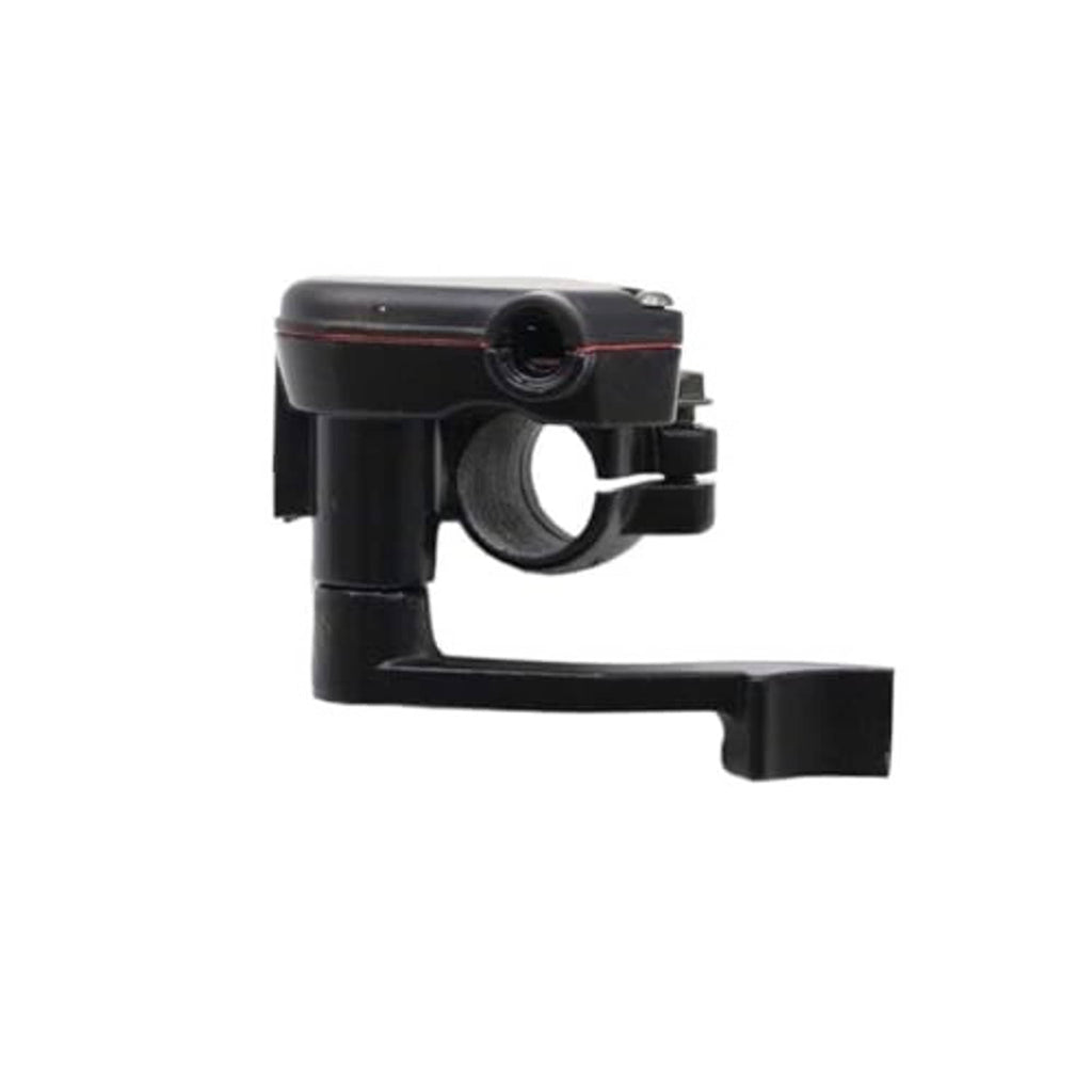 Black throttle clamp and lever with cable opening and mounting screw