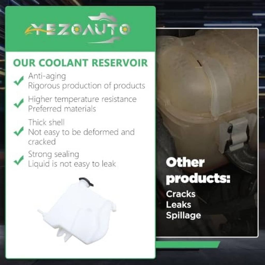 White coolant reservoir with cap, shown with highlighted sealing details
