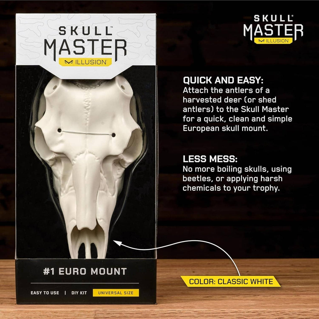 Skull Master mounting kit box with white skull and antler model