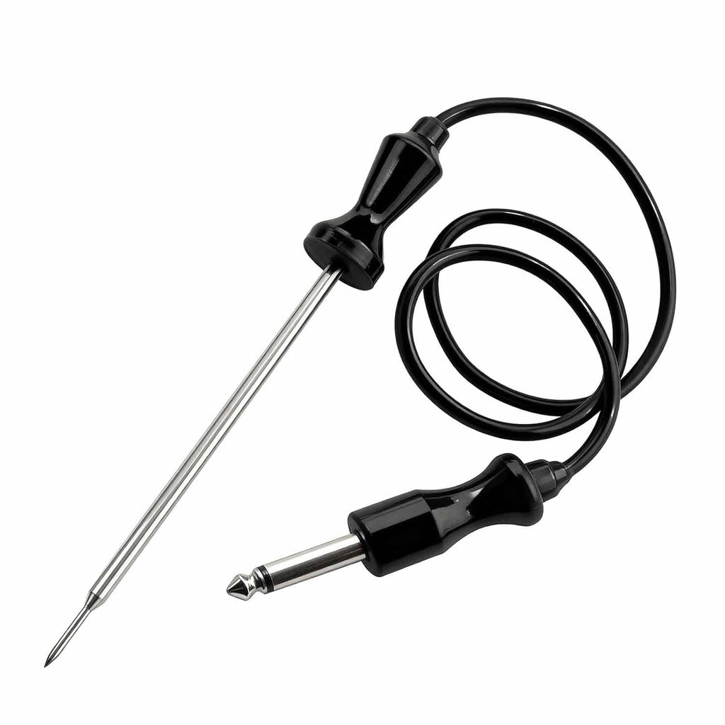 Wolf oven temperature probe, stainless probe rod with black cable and connector