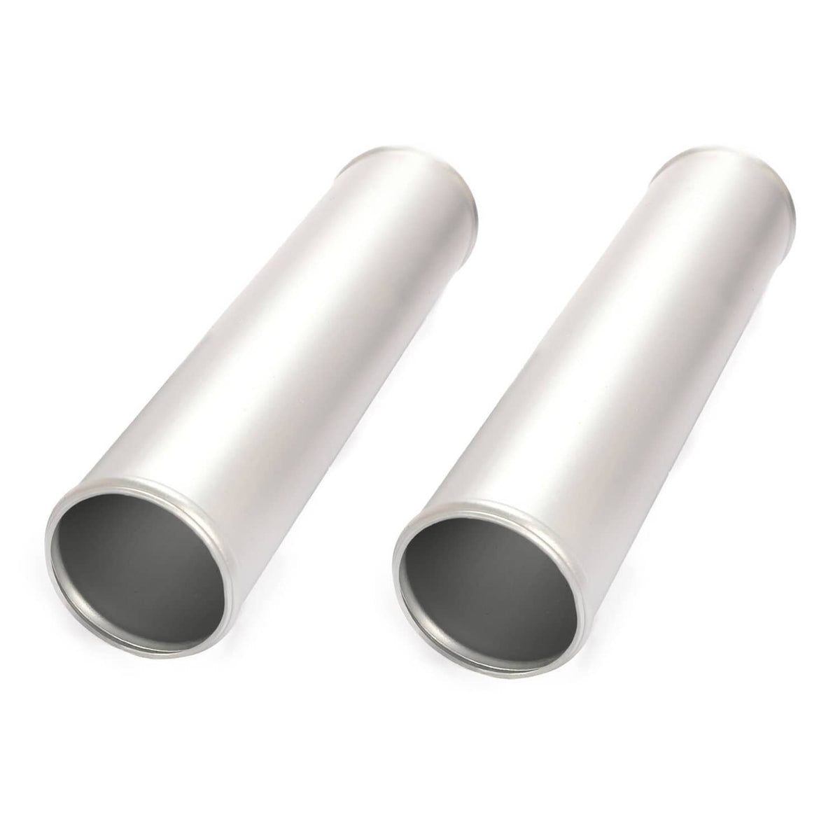Universal aluminum intercooler straight hose pipes, silver with black hose openings