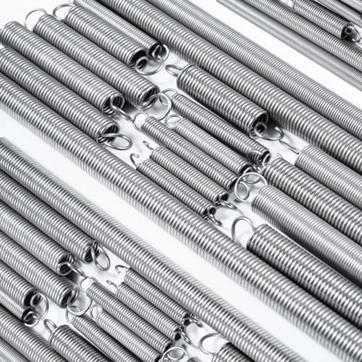 Bundle of stainless steel extension springs with metal loop end hooks