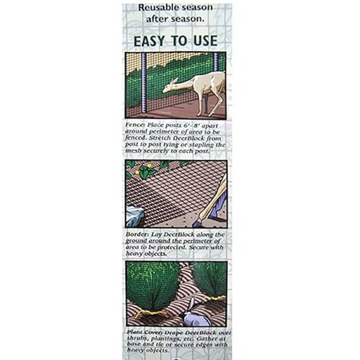 Protective mesh cover instruction panel with Easy to use directions
