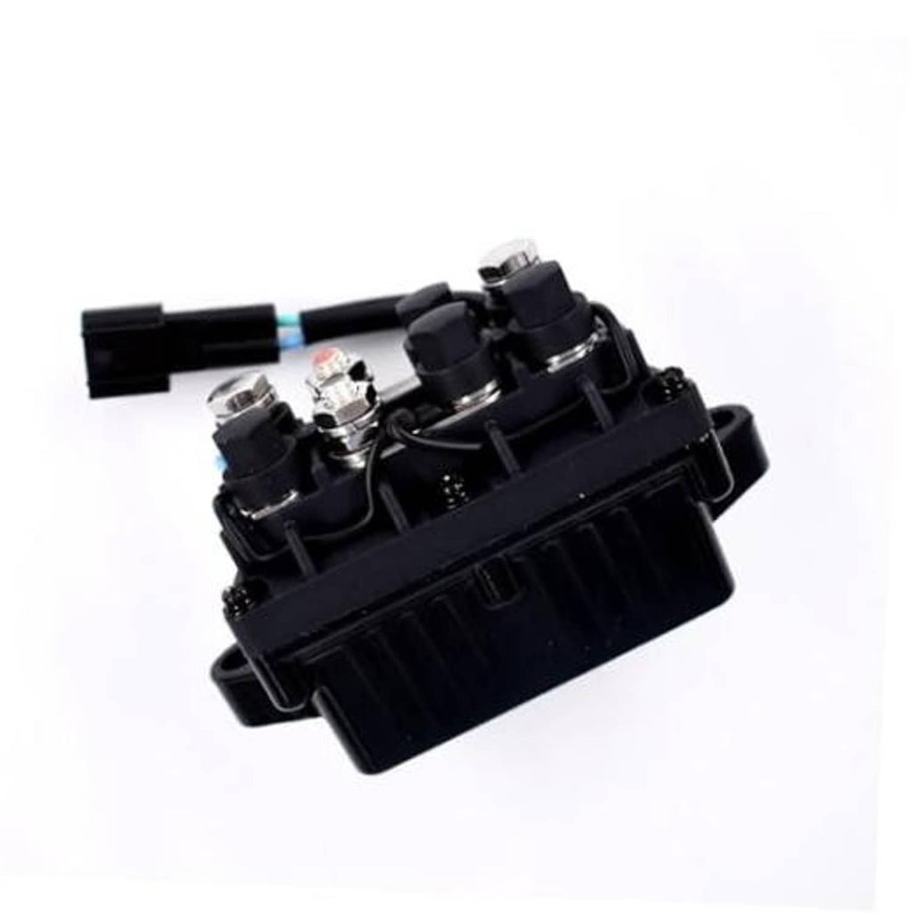Black tilt-trim relay switch assembly with multiple terminals and wiring pigtail