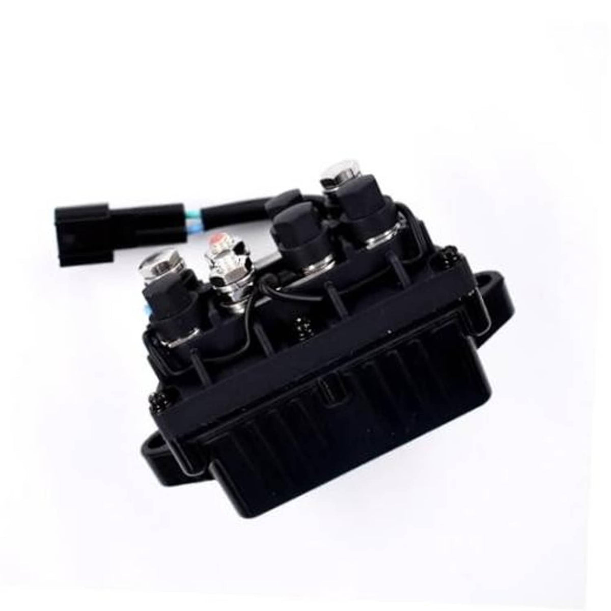 Black tilt-trim relay switch assembly with multiple terminals and wiring pigtail