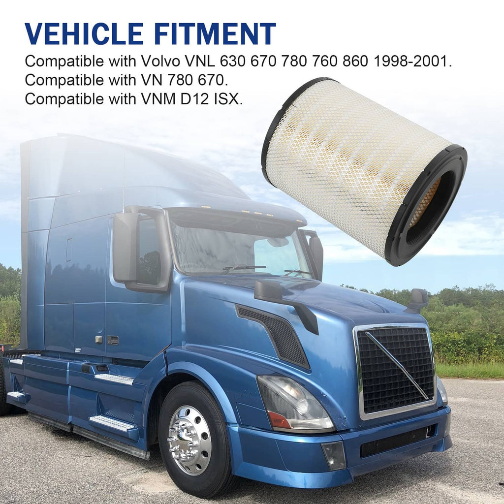 Cylindrical engine air filter with black rim and pleated white media