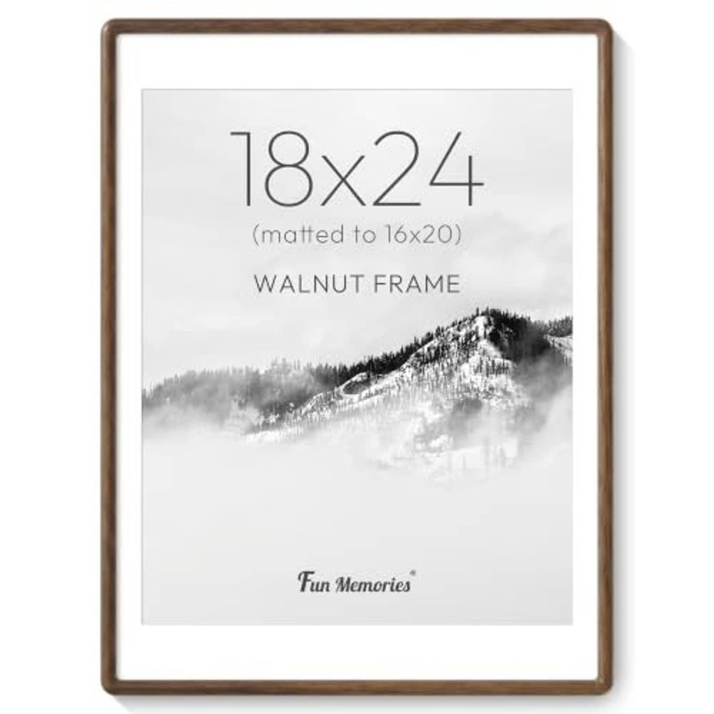 18x24 walnut wood picture frame with clear glass front and printed poster insert