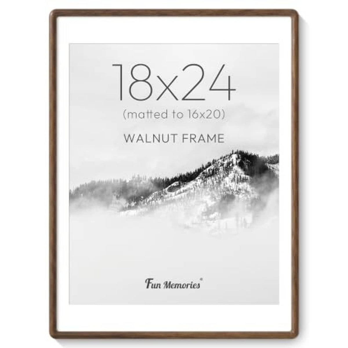 18x24 walnut wood picture frame with clear glass front and printed poster insert