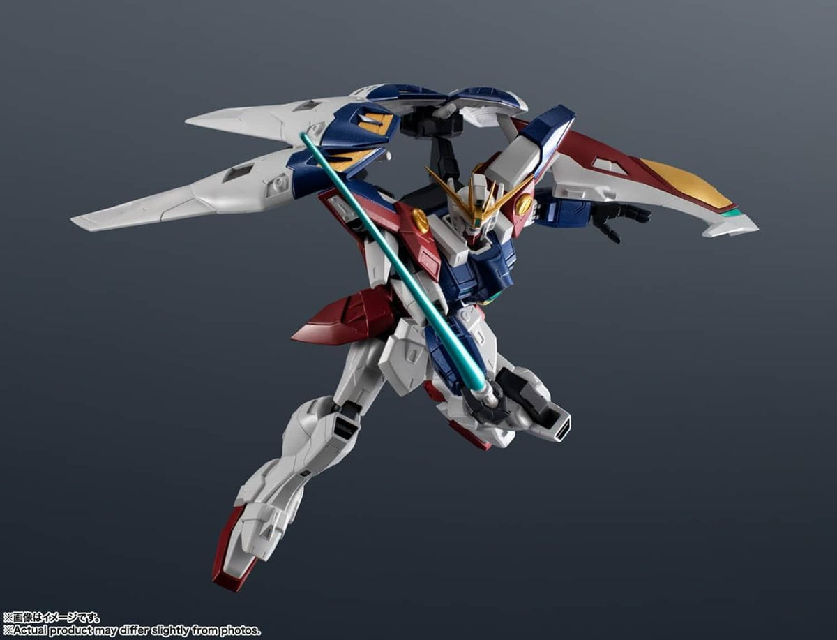 TAMASHII NATIONS Gundam action figure angled pose with teal beam saber