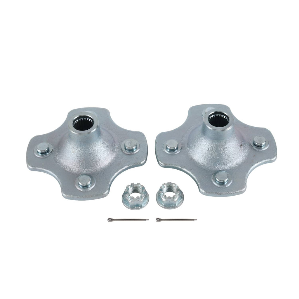 Pair of wheel hub assemblies with mounting lugs and small installation hardware