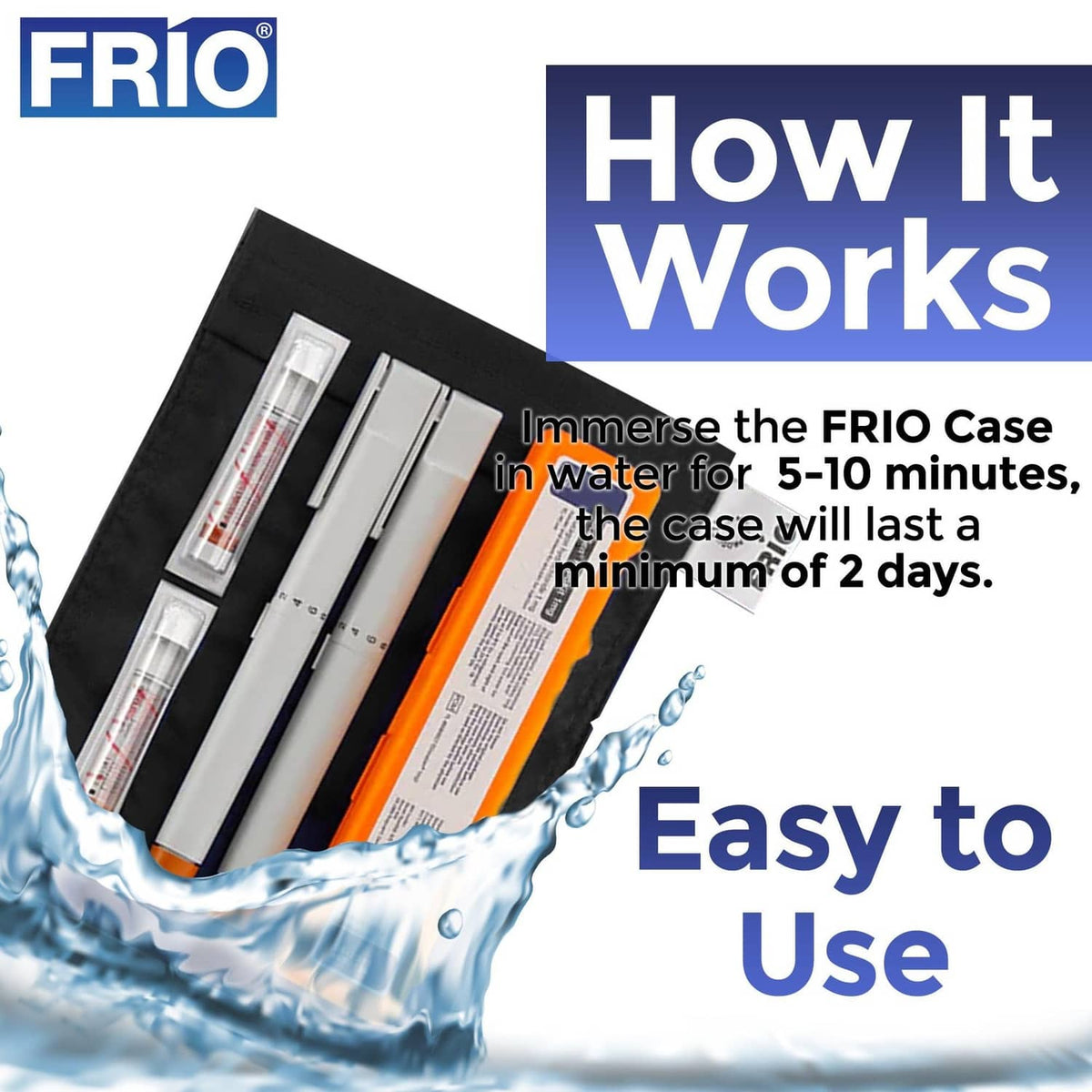 Black cooling wallet opened with orange insert and thermometer-style tubes
