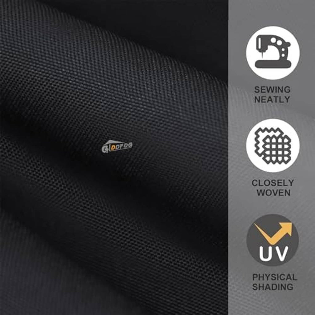Black umbrella canopy fabric with woven texture and UV shielding