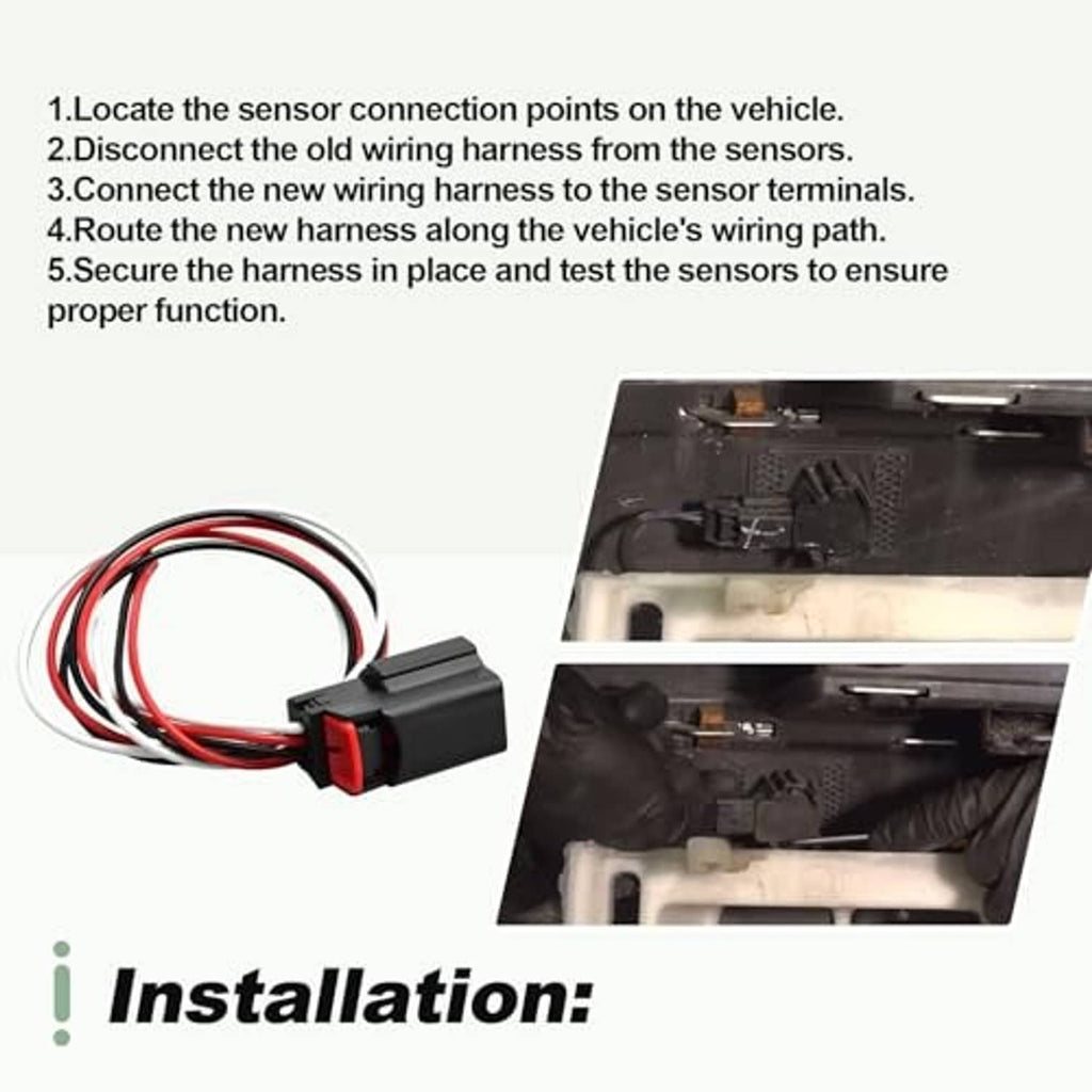 3-pin wiring harness pigtail with black connector and red, white, black leads