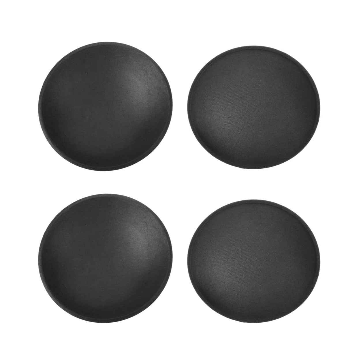 Set of 4 black speaker dust cap domes, round flat-top covers