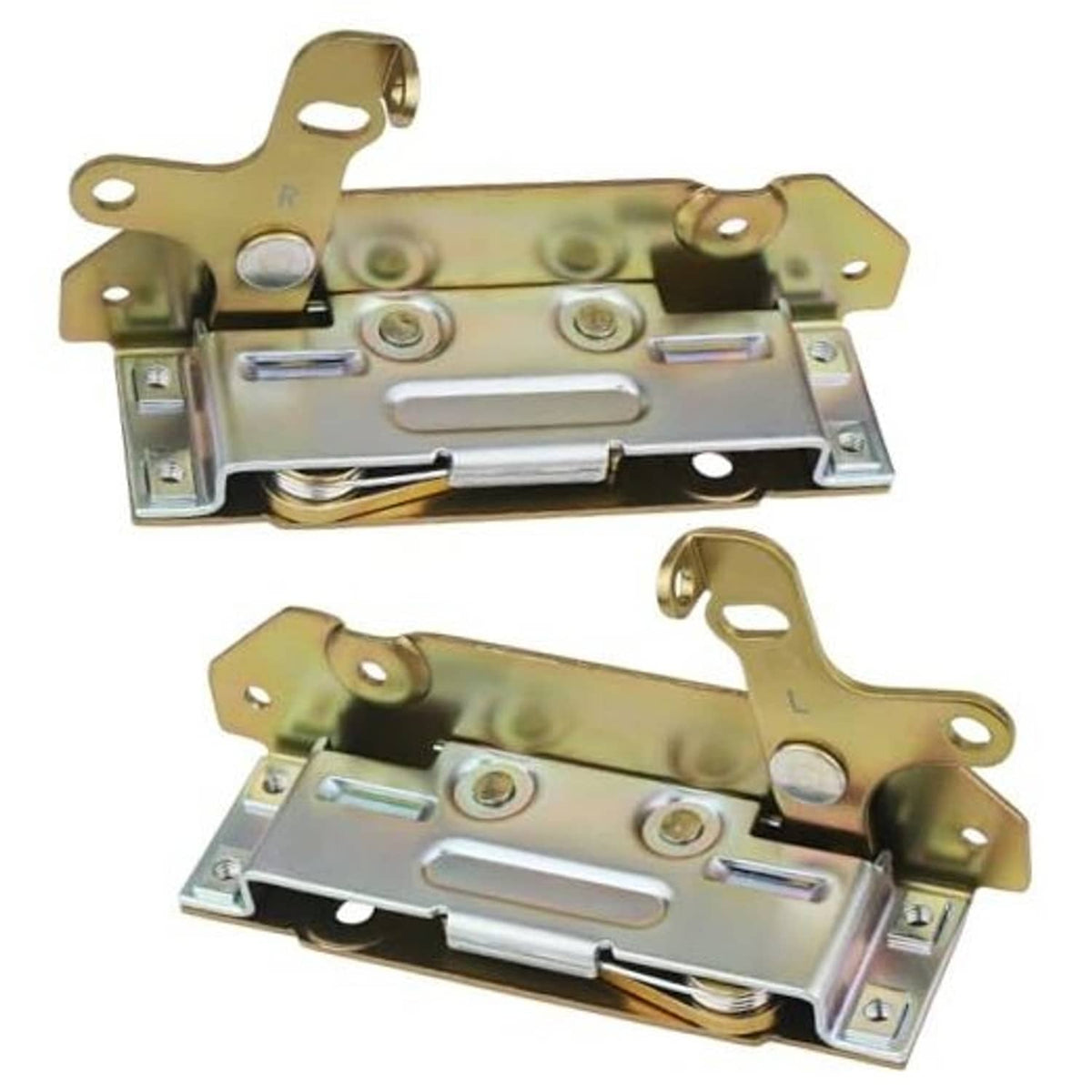 Gold and silver door latch lock mechanism with mounting brackets, left/right style