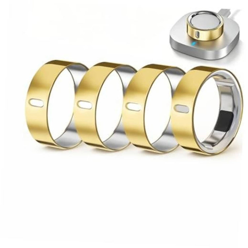 Set of four gold TPU ring covers with oval cutout and inner metallic band