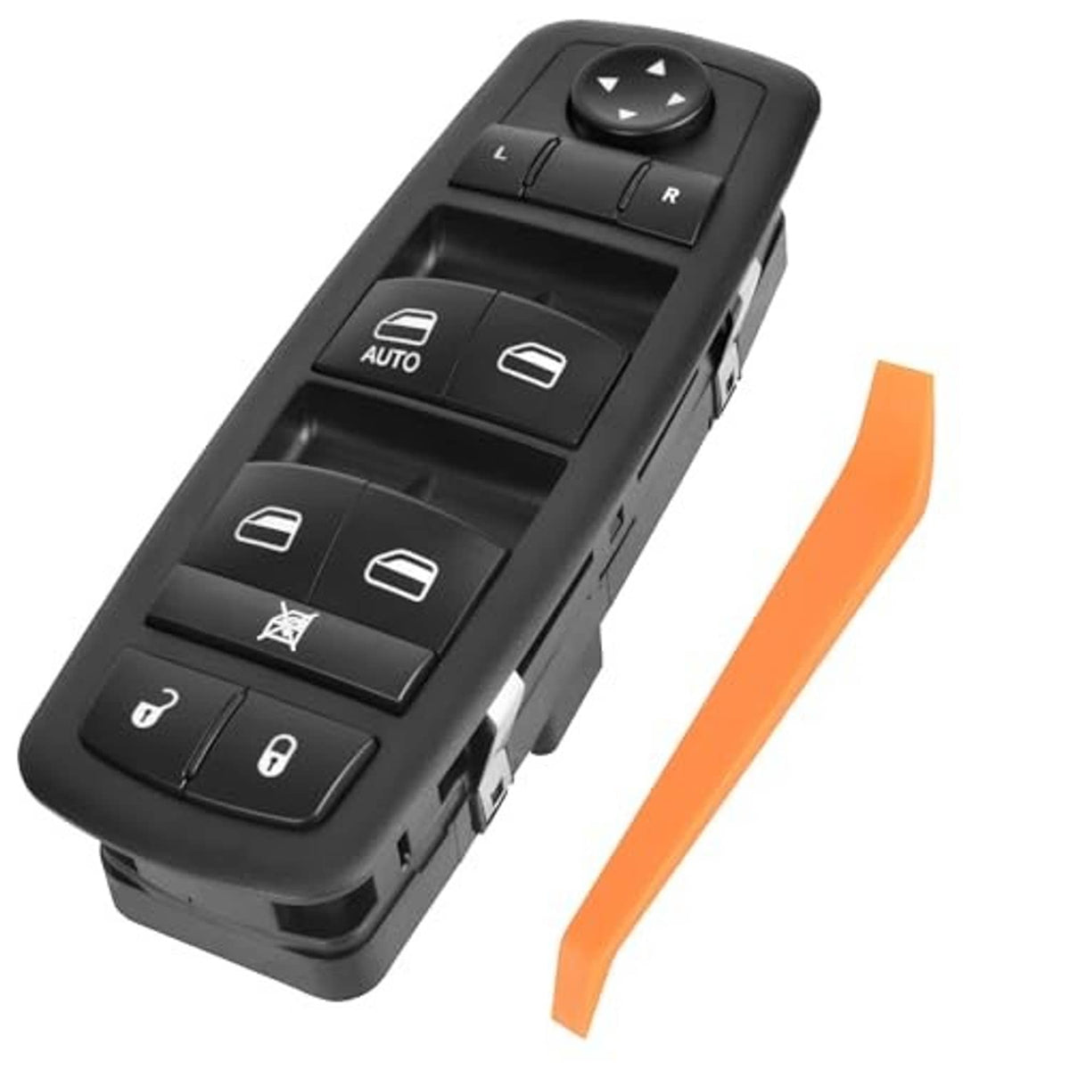 Black power window switch with arrow control knob and AUTO window buttons